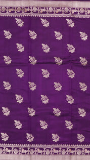 Violet Chiniya Silk Saree with Self Zari Border