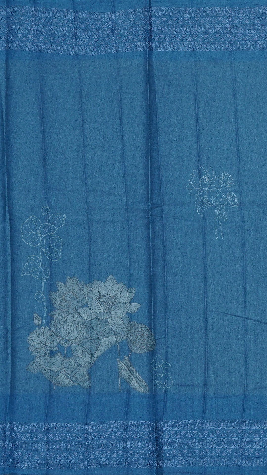 Multicolor Chanderi Silk Saree with Self Lotus Border