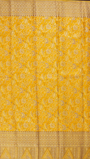 Yellow Kanchipuram Saree with Meenakari Border