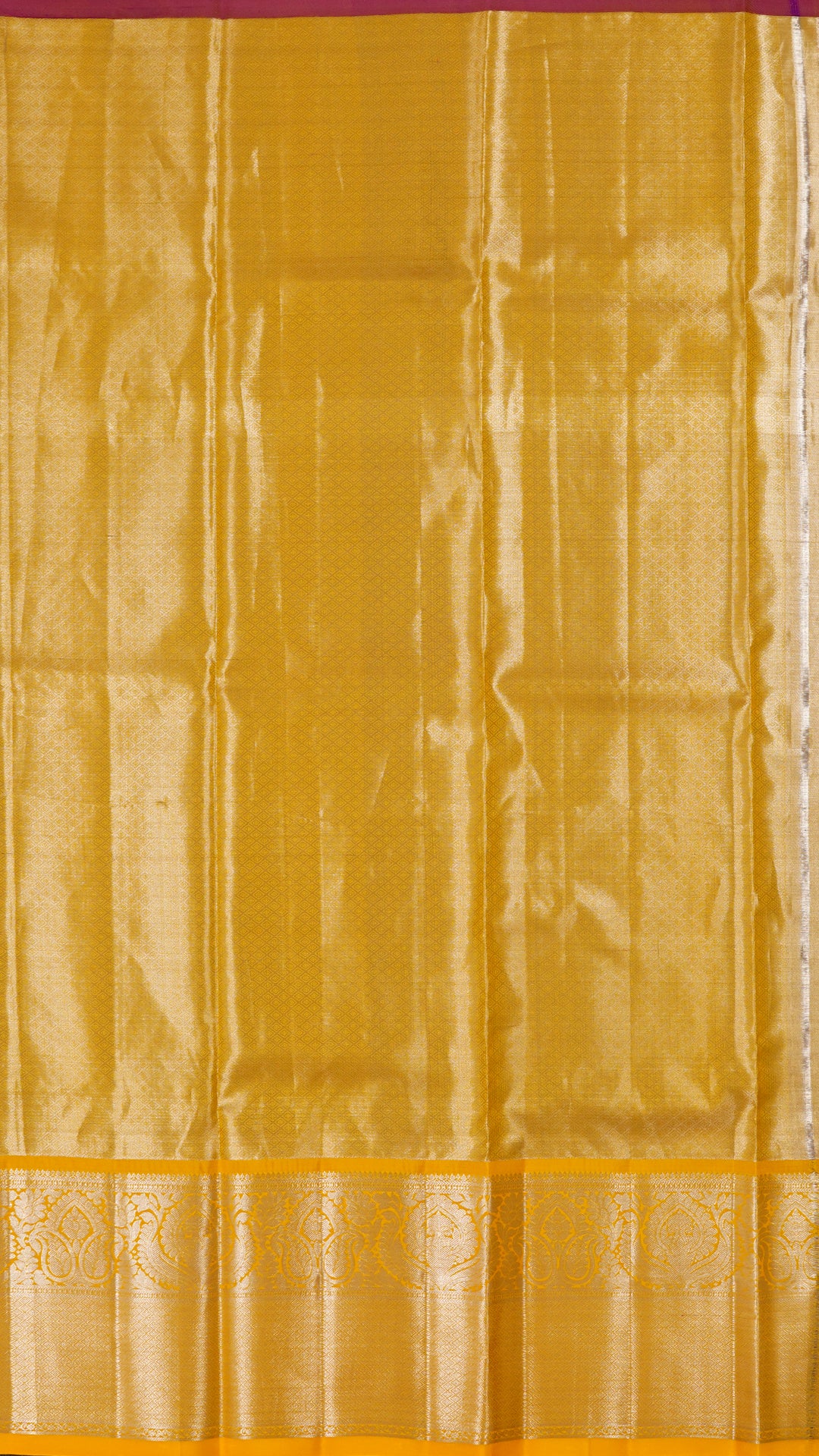 Golden Yellow Silk Pavada with Multi-Butta and Designer Border