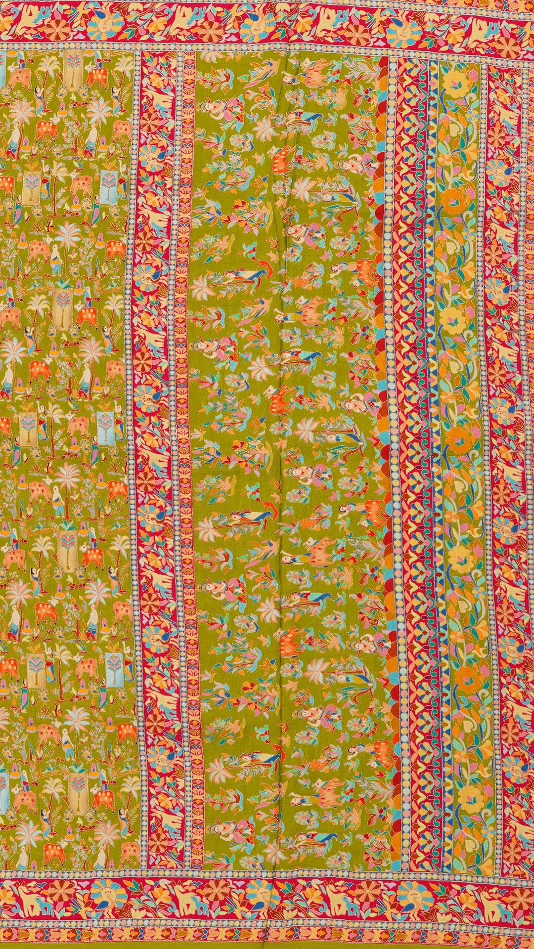 Multi-Colour Crepe Silk Saree with Contrast Thread Border