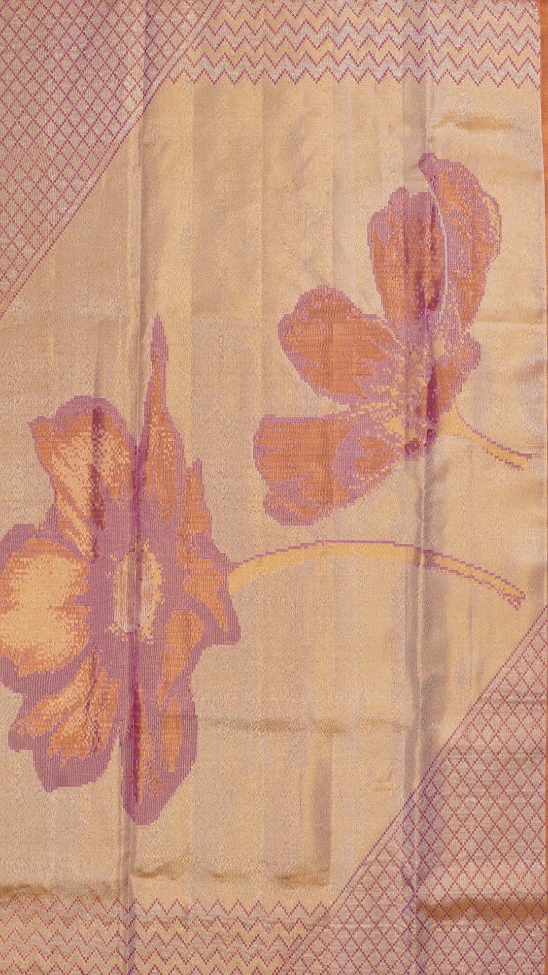 Gold Dharmavaram Pattu Saree with Contrast Border