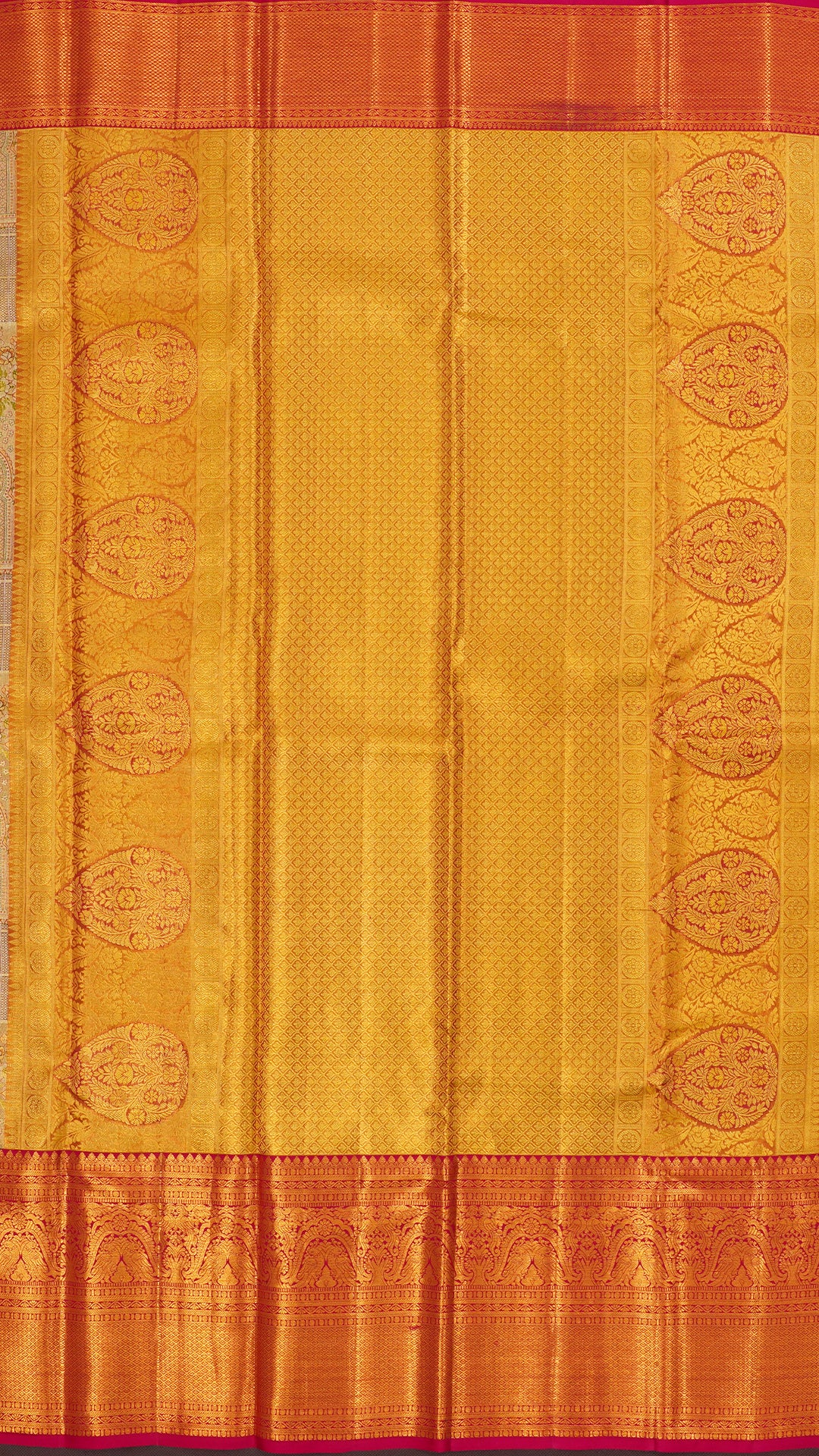 Mehendi Green Dharmavaram Pattu Saree with Zari Border