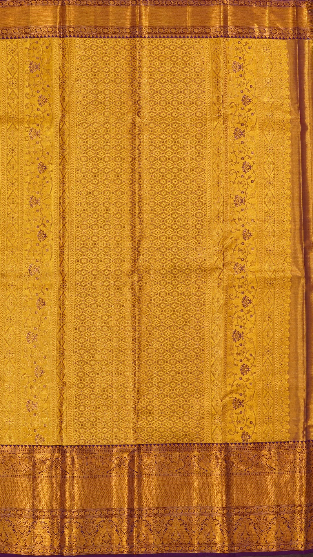 Gold Dharmavaram Pattu Saree with Contrast Zari Border