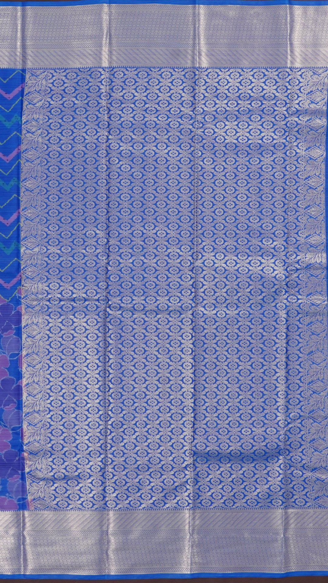 Multi-Colour Ikkat Silk Saree with Self Zari Border