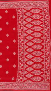 Red Crepe Silk Saree with Self Kaddi Border