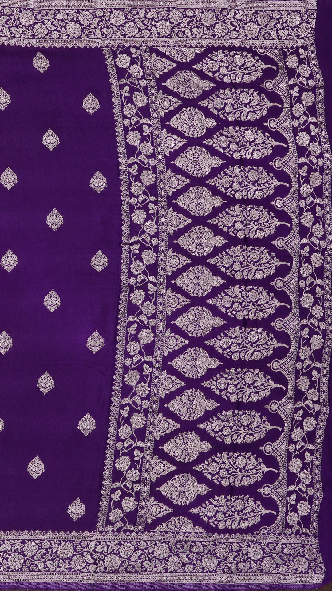 Violet Crepe Silk Saree with Self Kaddi Border