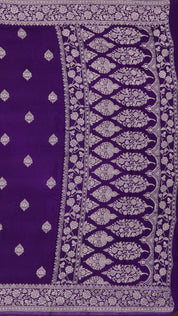 Violet Crepe Silk Saree with Self Kaddi Border