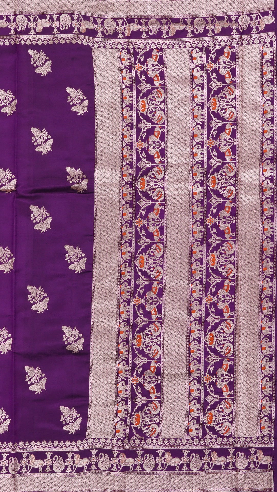 Violet Chiniya Silk Saree with Self Zari Border