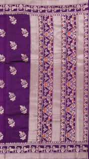 Violet Chiniya Silk Saree with Self Zari Border