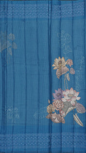 Multicolor Chanderi Silk Saree with Self Lotus Border