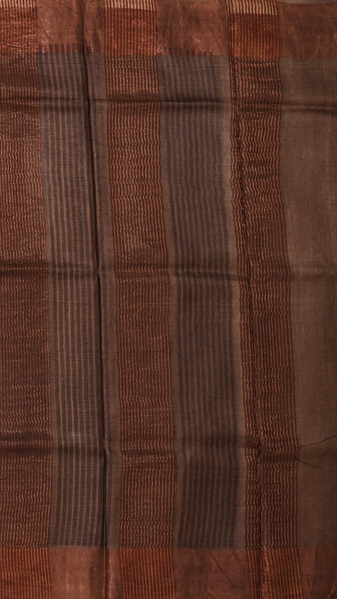 Brown Tusser Silk Saree with Copper Zari Border