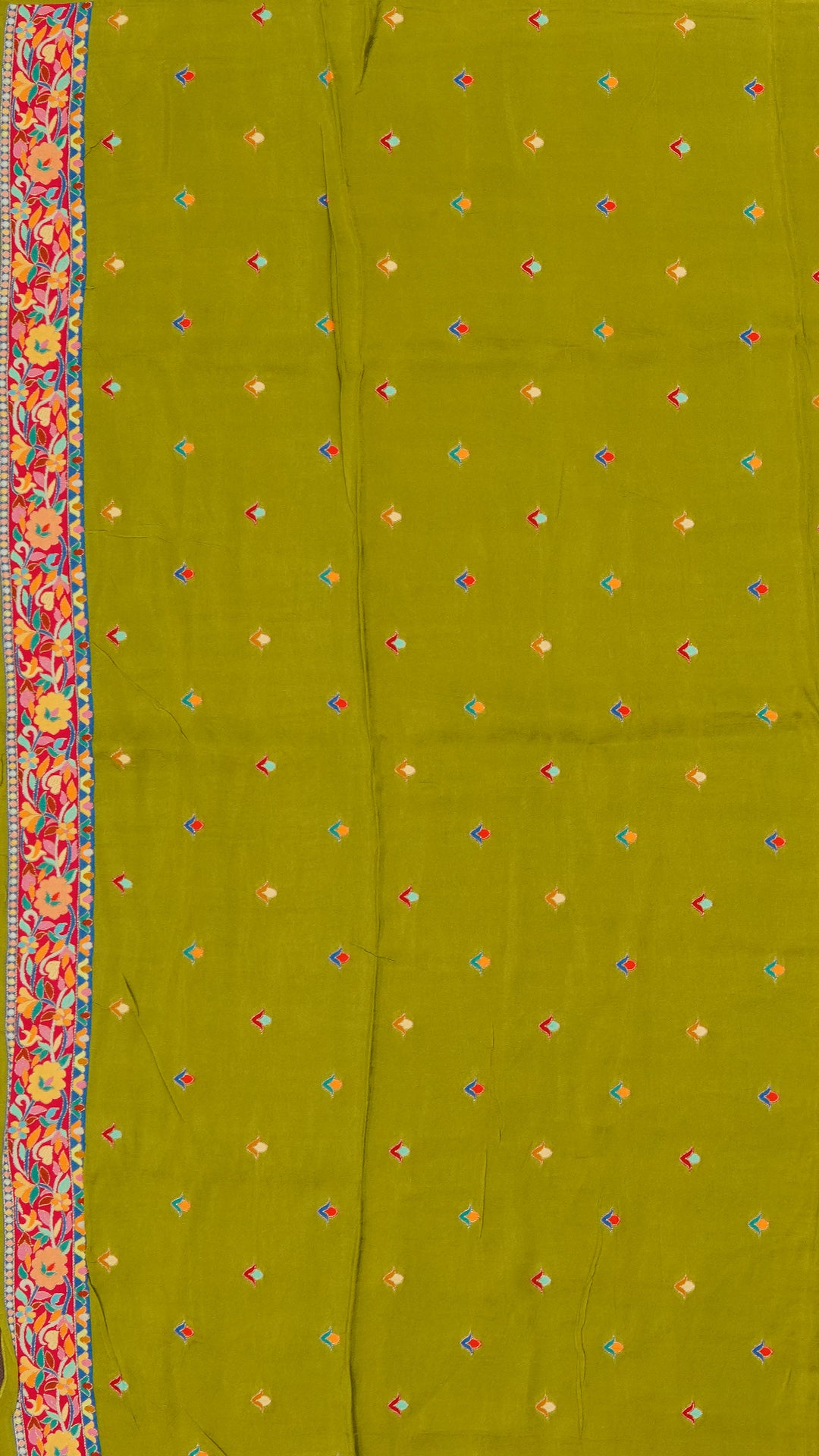 Multi-Colour Crepe Silk Saree with Contrast Thread Border