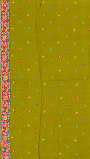 Multi-Colour Crepe Silk Saree with Contrast Thread Border