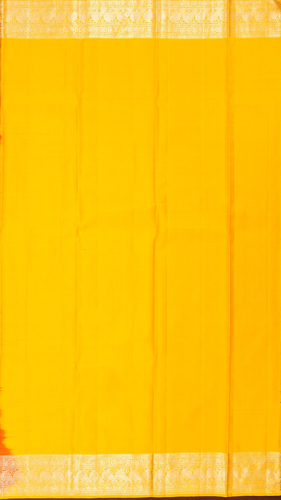 Yellow Kanchipuram Saree with Meenakari Border