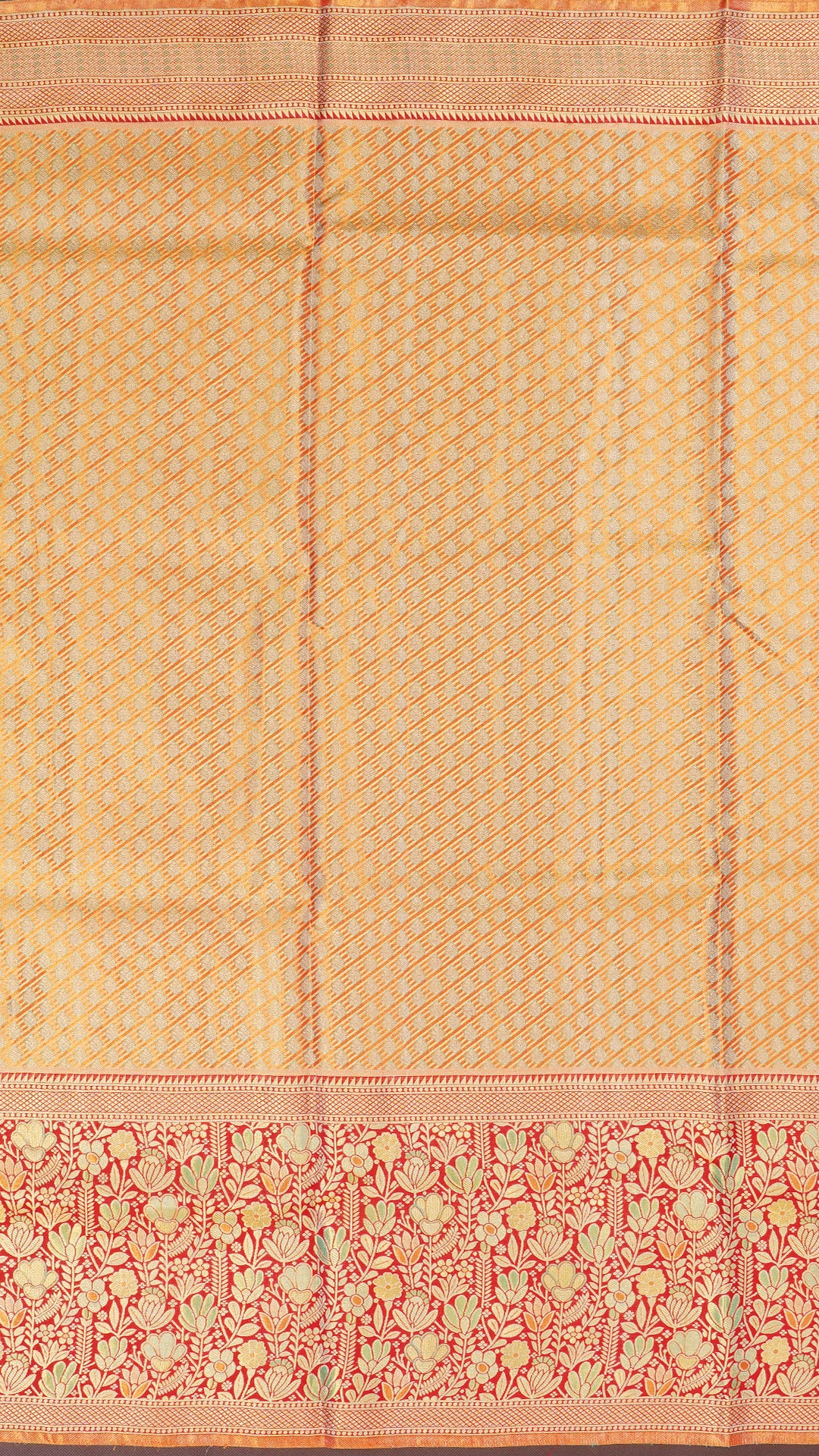 Sea Green Dharmavaram Pattu Saree with Floral Border