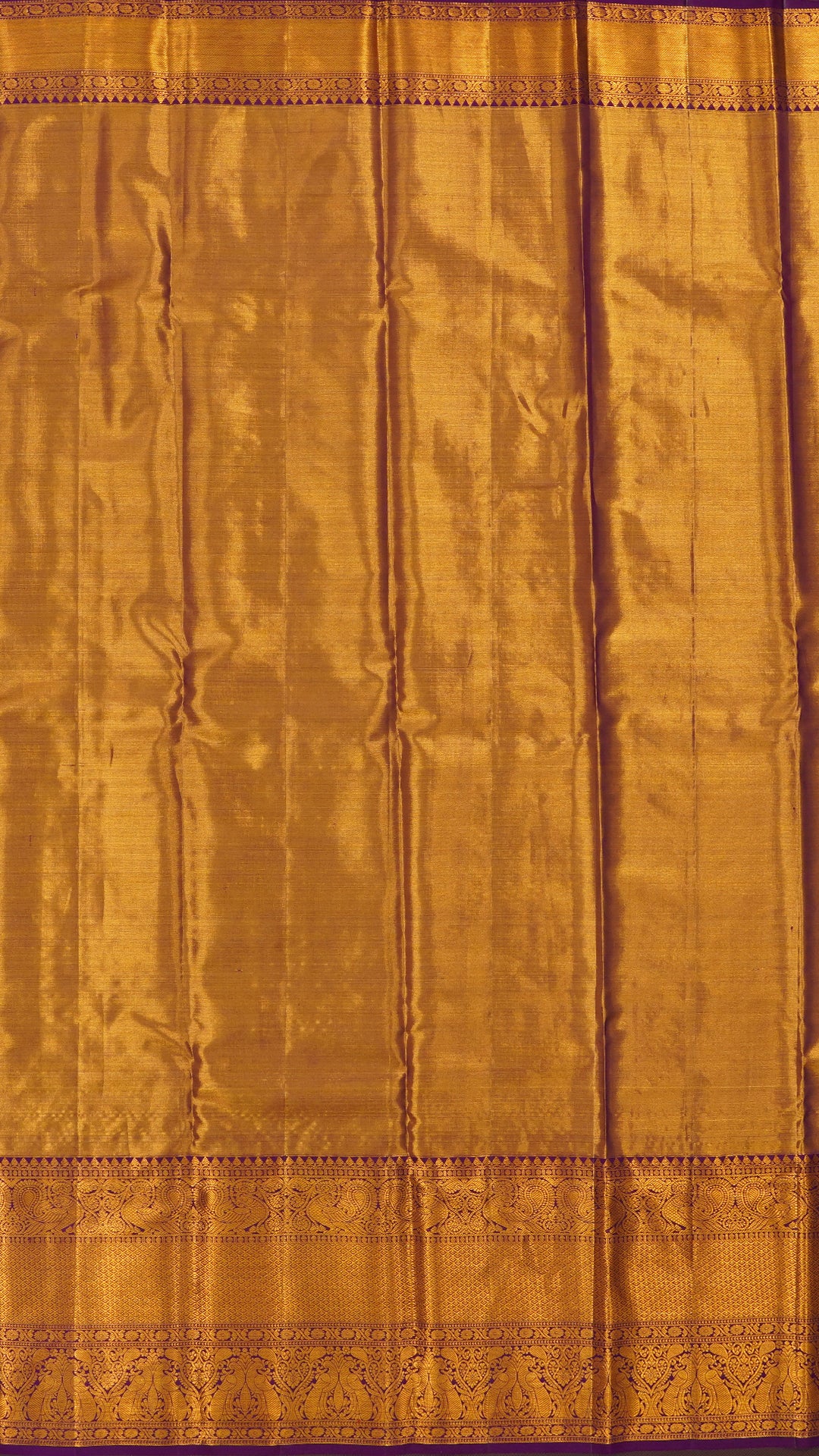 Gold Dharmavaram Pattu Saree with Contrast Zari Border