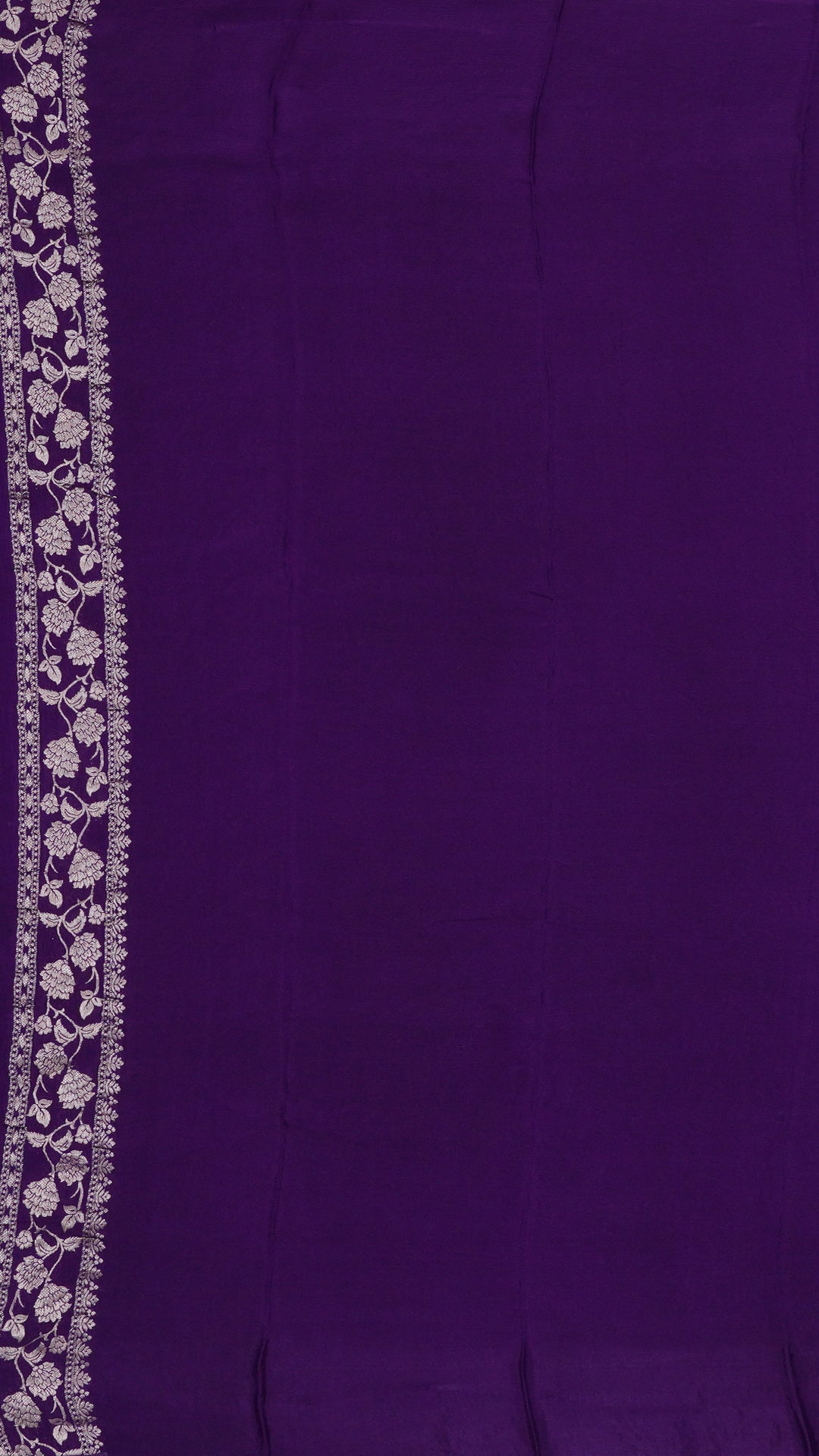 Violet Crepe Silk Saree with Self Kaddi Border