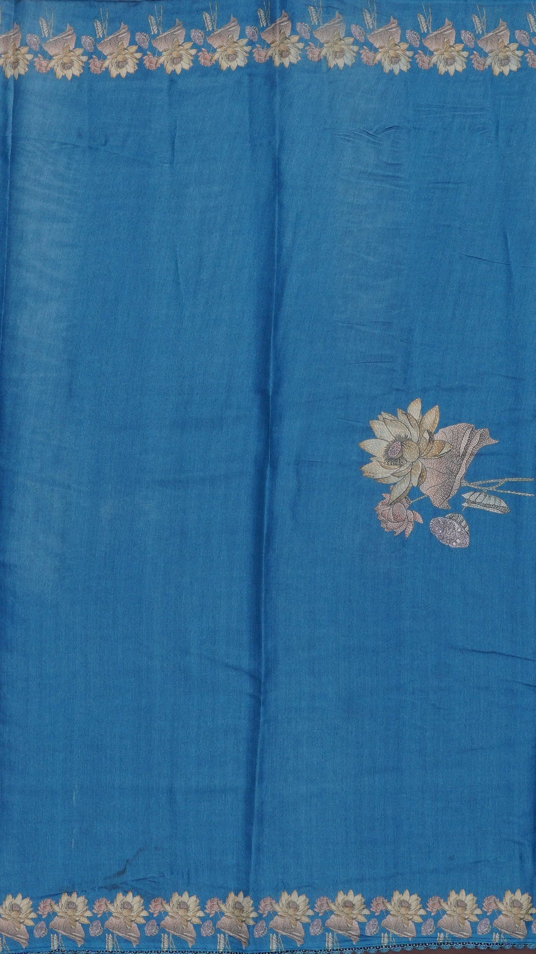 Multicolor Chanderi Silk Saree with Self Lotus Border