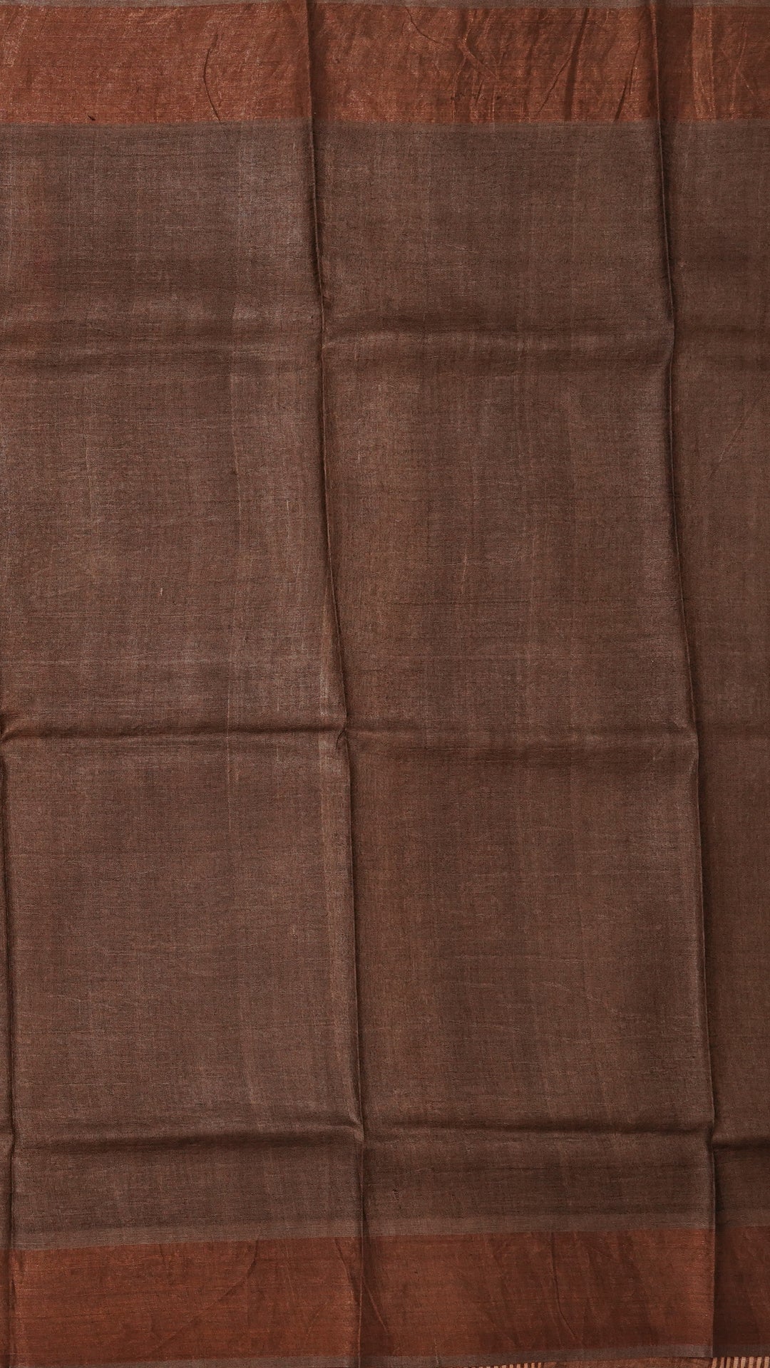 Brown Tusser Silk Saree with Copper Zari Border