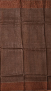 Brown Tusser Silk Saree with Copper Zari Border