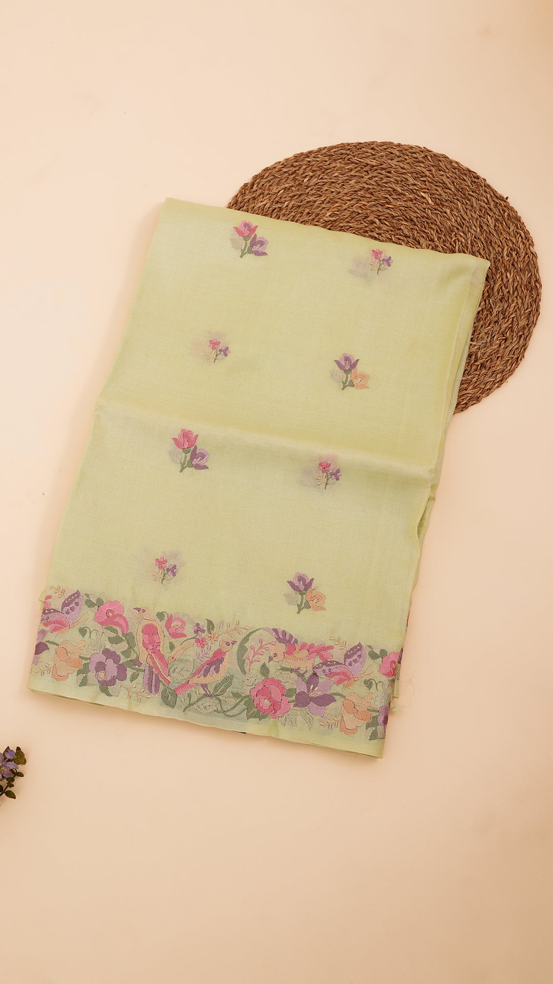 Tusser Silk Saree in Pista Green for Subtle Everyday Style