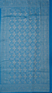 Sky Blue Banaras Silk Saree with Small Gold Self Zari Border & Allover Butta