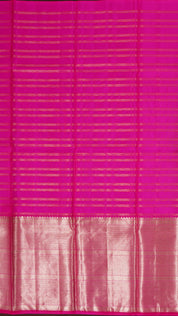 Bottle Green Silk Pavada with Traditional Gold and Silver Checks