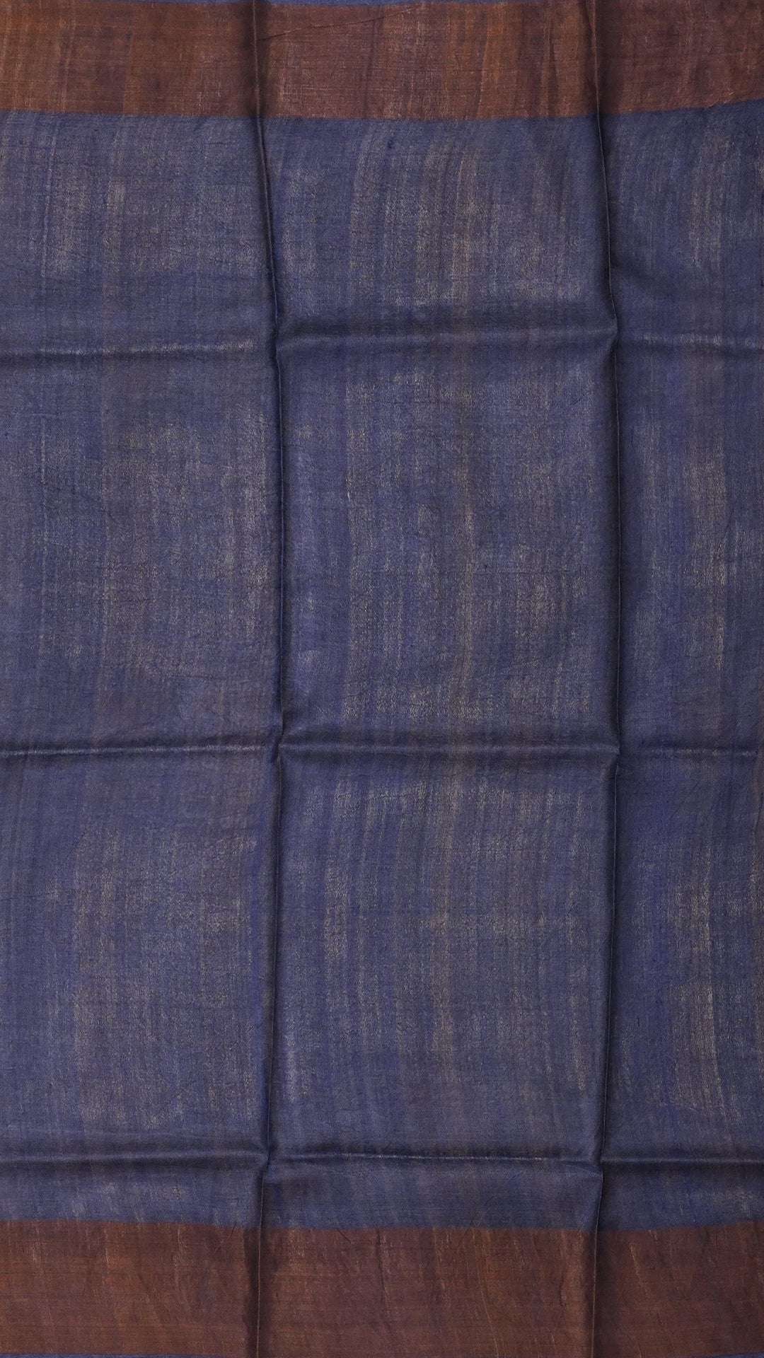 Midnight Blue Tusser Silk Saree with Matching Kadi Border