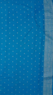 Sky Blue Banaras Silk Saree with Small Gold Self Zari Border & Allover Butta