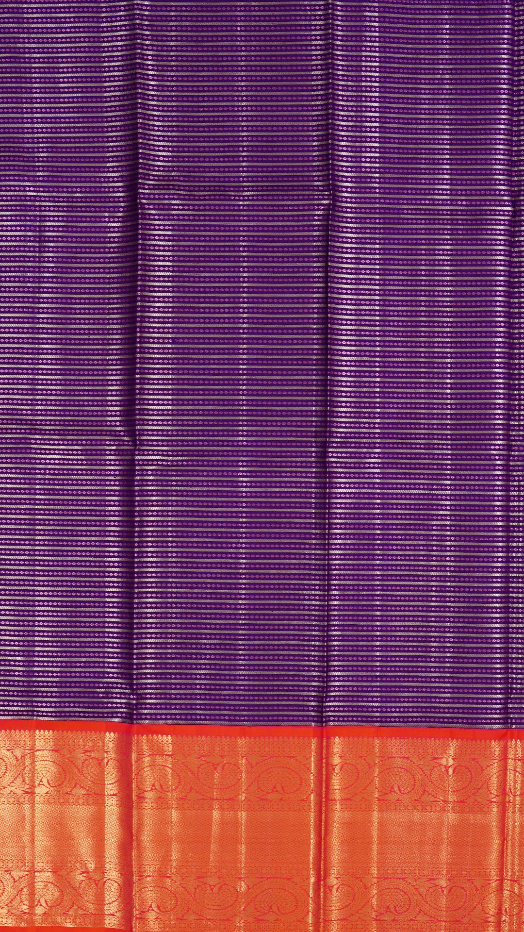 Purple and Red Silk Pavada with Silver Line Detailing