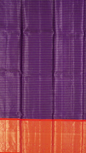 Purple and Red Silk Pavada with Silver Line Detailing