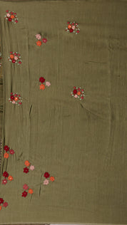 Mehendi Green Tusser Silk Saree with Self Butta Details