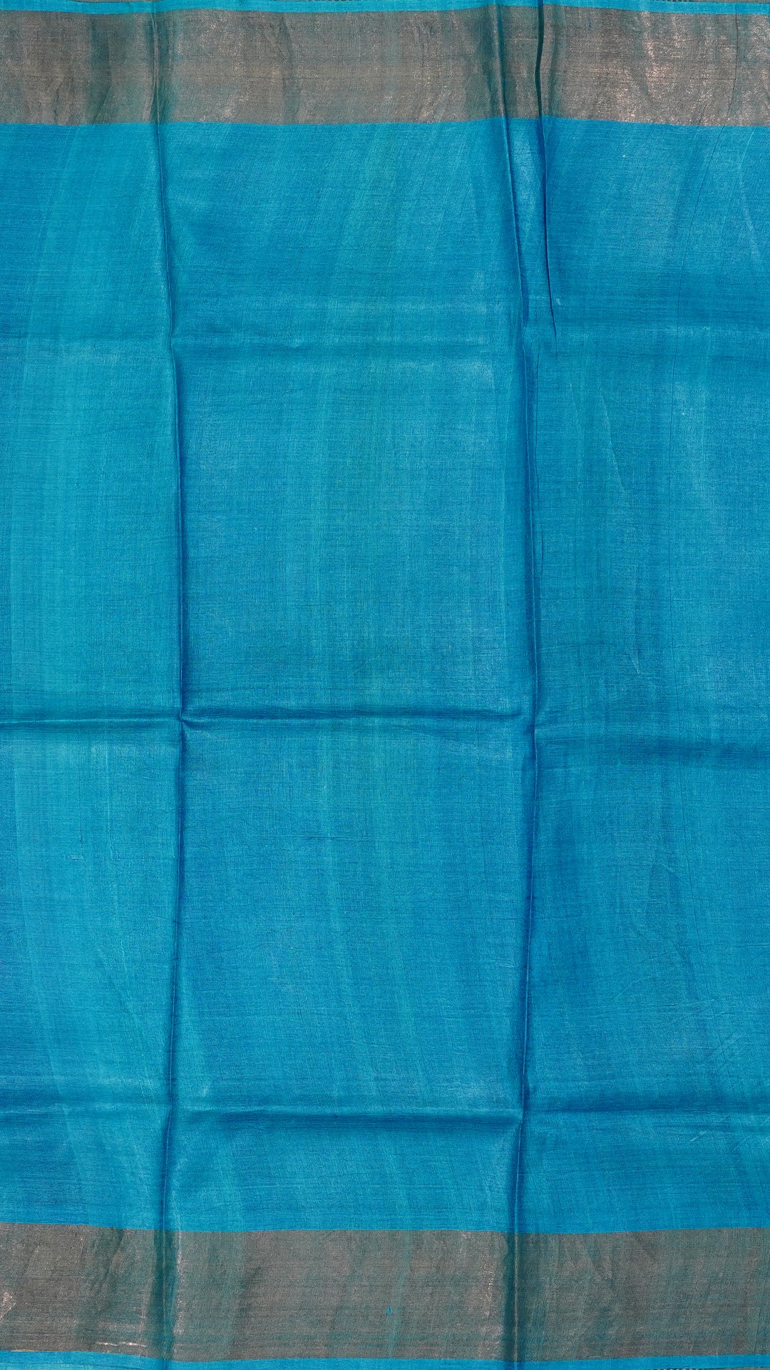 Blue Tusser Silk Saree with Gold Kadi Contrast Border