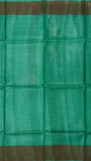 Ash Tusser Silk Saree with Contrast Copper Kadi Border