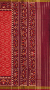 Red Patola Silk Saree with Medium Maroon Contrast Zari Border