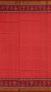 Red Patola Silk Saree with Medium Maroon Contrast Zari Border