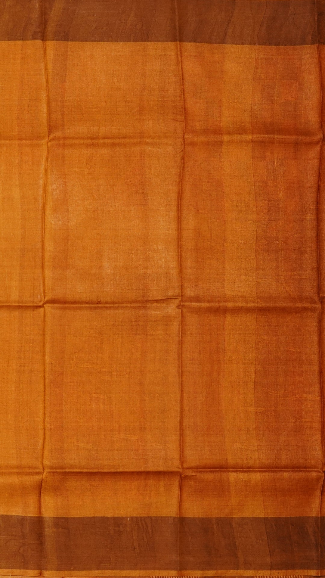Peach Red Tusser Silk Saree with Contrast Copper Kadi Border