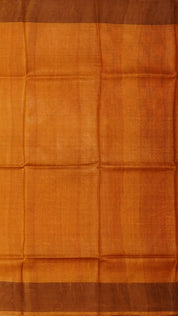 Peach Red Tusser Silk Saree with Contrast Copper Kadi Border