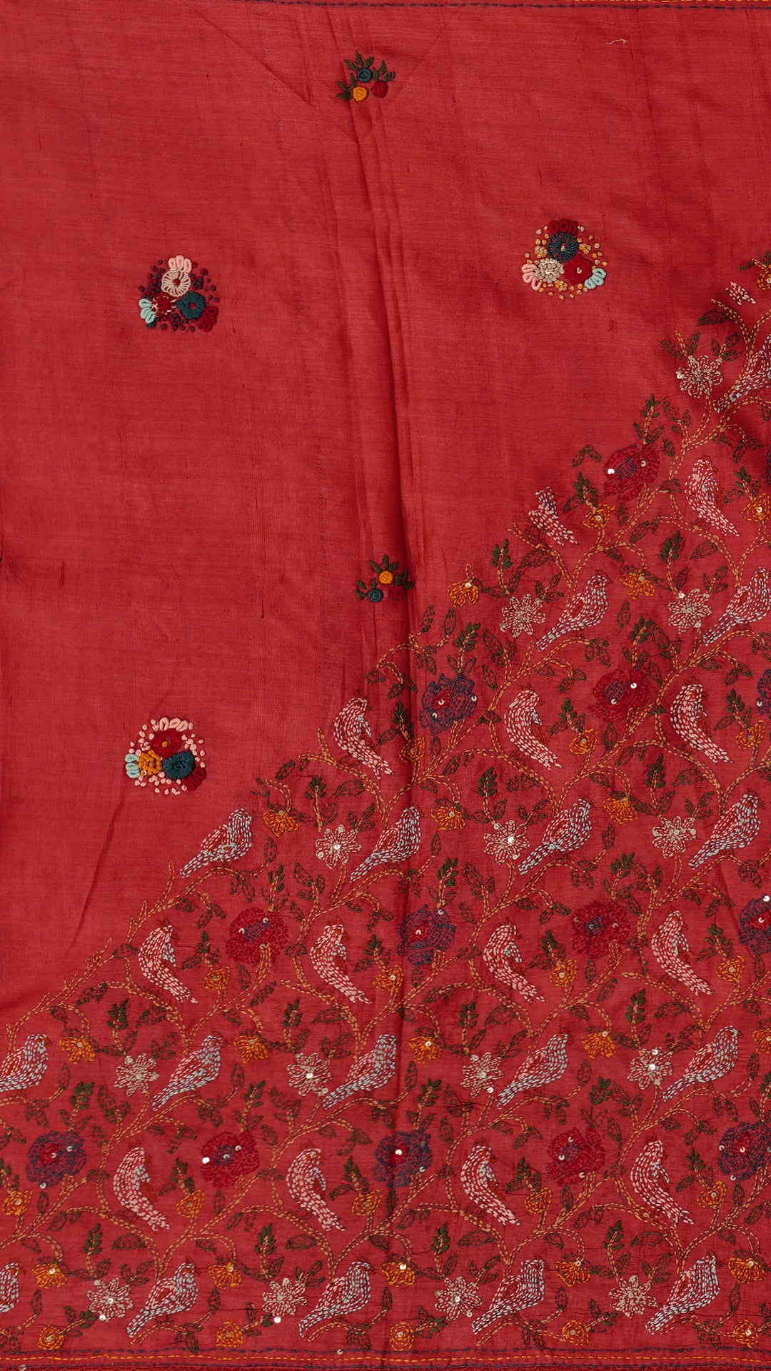 Brick Red Tusser Silk Saree with Lace Border for Daily Charm