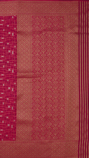 Dark Pink Georgette Silk Saree with Medium Gold Self Zari Border