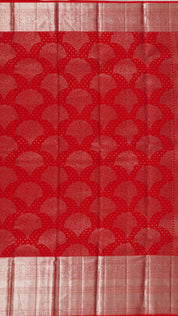 Kanchi Pattu Saree in Red with Silver Zari Self Border