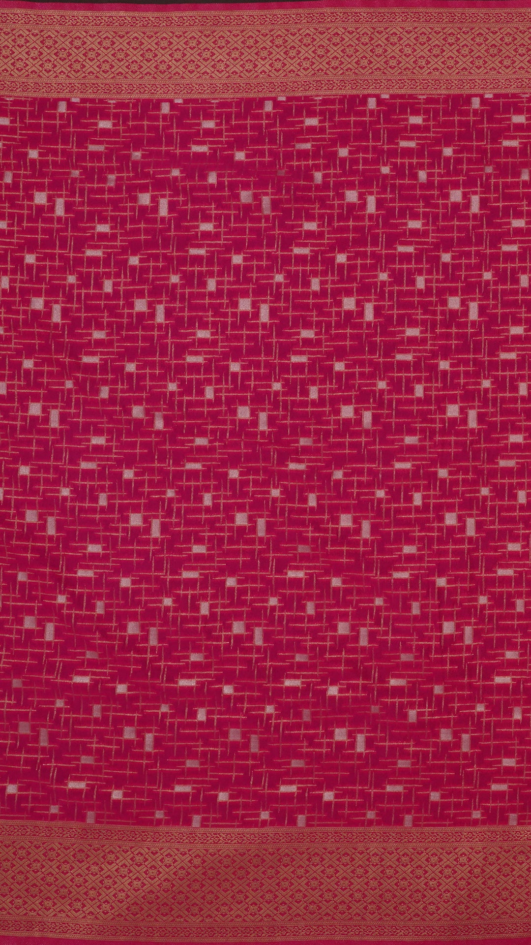 Dark Pink Georgette Silk Saree with Medium Gold Self Zari Border