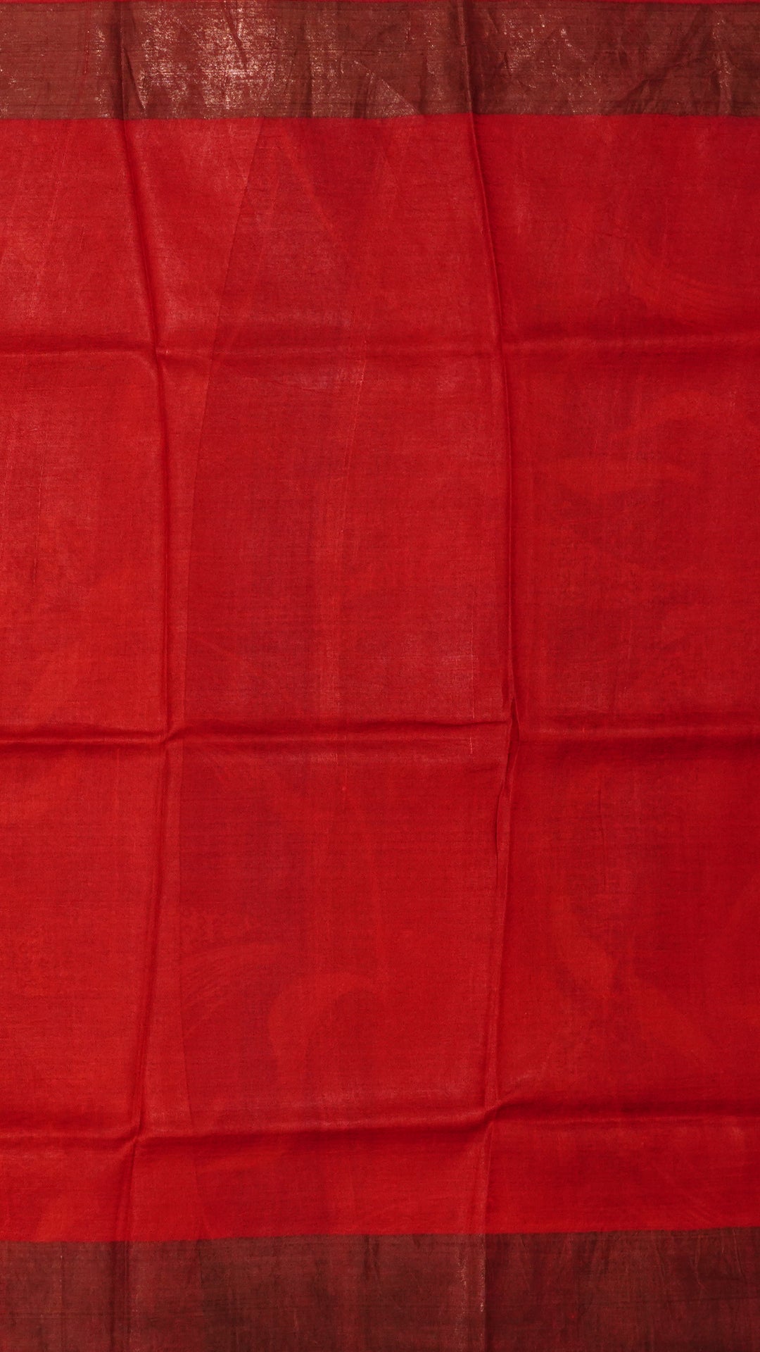 Red Tusser Silk Saree with Copper Kadi Self Border
