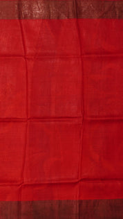 Red Tusser Silk Saree with Copper Kadi Self Border