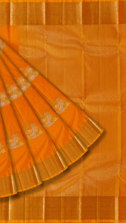Mango Yellow Kanchipuram Butta Saree with Self Zari Border & Butta Blouse