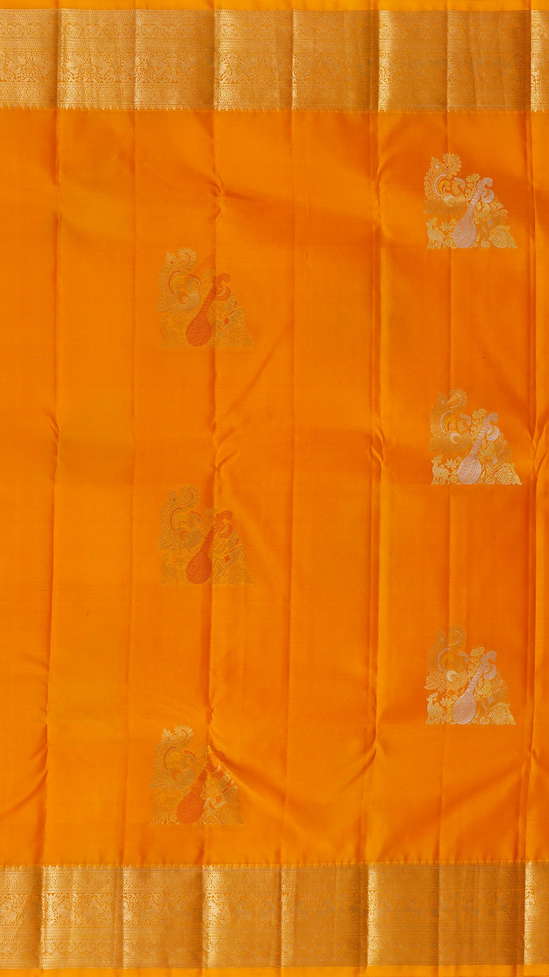 Mango Yellow Kanchipuram Butta Saree with Self Zari Border & Butta Blouse