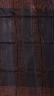 Midnight Blue Tusser Silk Saree with Copper Kadi Self Border