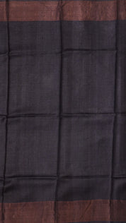 Midnight Blue Tusser Silk Saree with Copper Kadi Self Border