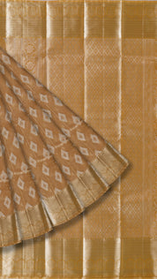 Kanchipuram Silk Saree in Beige with Silver Zari & Tissue Border